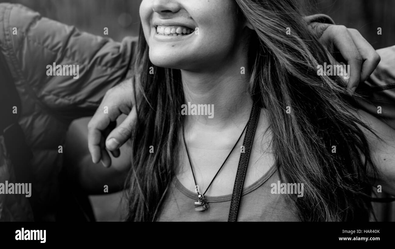 Girl Friends Exploring Outdoors Concept Stock Photo Alamy
