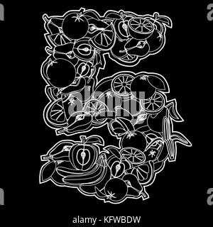 Orange Fruit Number Five Orange In The Shape Of Number 5 Vector